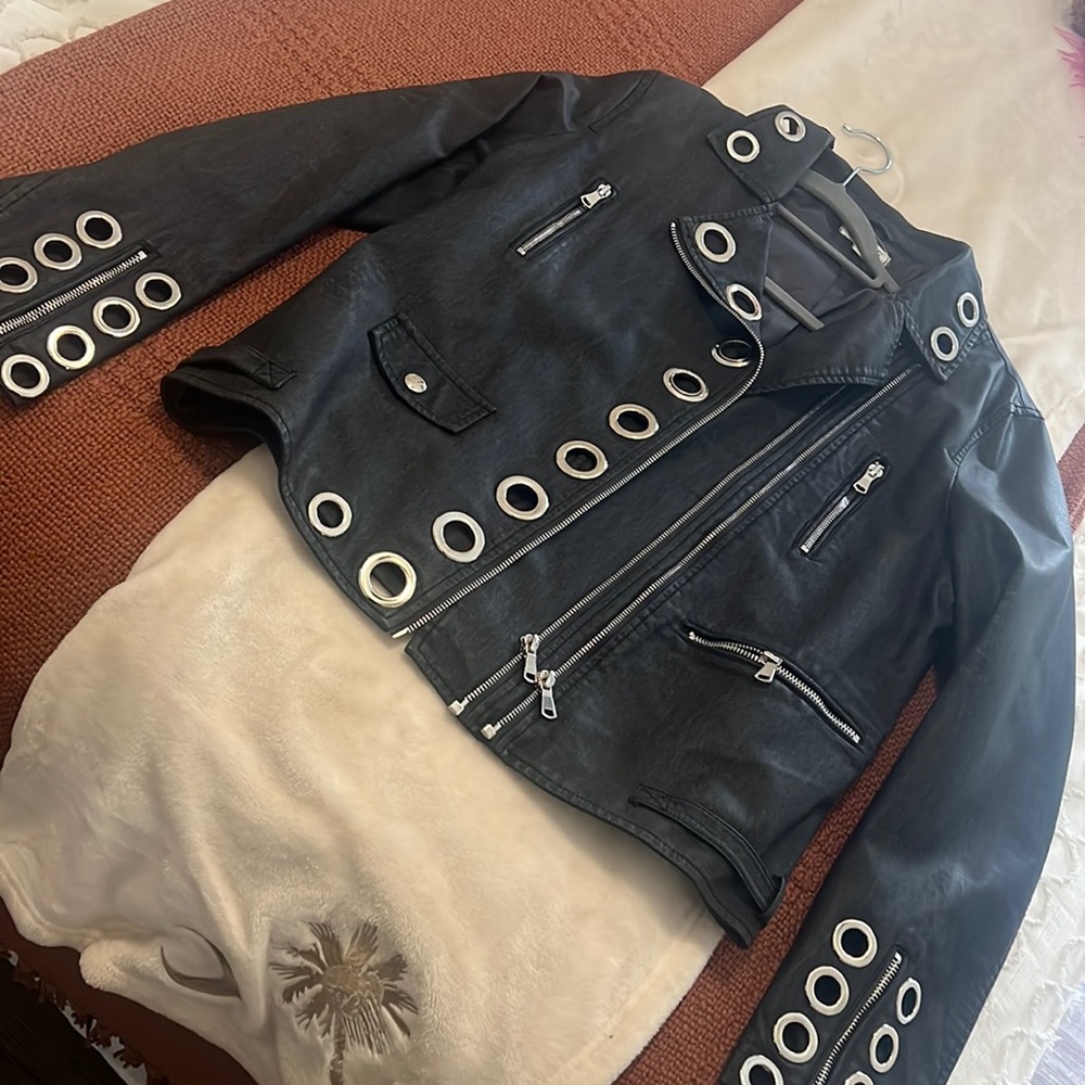 Adore leather jacket with fringe look